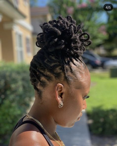 Loc Ponytail Styles Updo, Pedal Bun Locs, Dreads Updo Styles Black Women, Loc Petal Styles Updo, High Bun Loc Styles, Short Loc Updos For Women, Locs Updos For Black Women, Short Locs Updo Styles, Dreadlock Updo Hairstyles Black Women Locs Styles