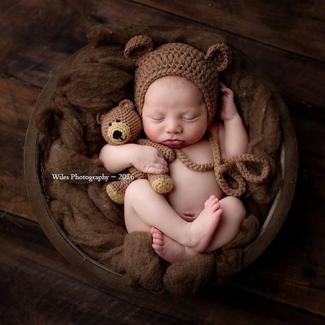 FLASH SALE Crochet Baby Newborn Bonnet Bear Hat and Teddy Bear Toy Set Crocheted Photo Prop Photography Cute Gift Choose color Made To Order Newborn Costume, Crochet Baby Photo Prop, Prop Photography, Newborn Photography Boy, Newborn Bonnet, Baby Photoshoot Boy, Infant Photography Props, Teddy Bear Toys, Newborn Baby Hats