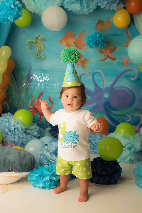 Cake Smash Inspiration, Smash Cake Boy, Sea Cakes, Cake Smash, Baby Pictures, Under The Sea, Yellow, Disney Princess, Green