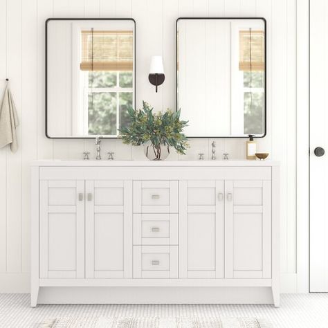 Panel Cabinet Doors, Cultured Marble Vanity Top, Wood Sink, Mirror Backsplash, Wood Marble, Double Bathroom, White Vanity, Cultured Marble, Wood And Marble