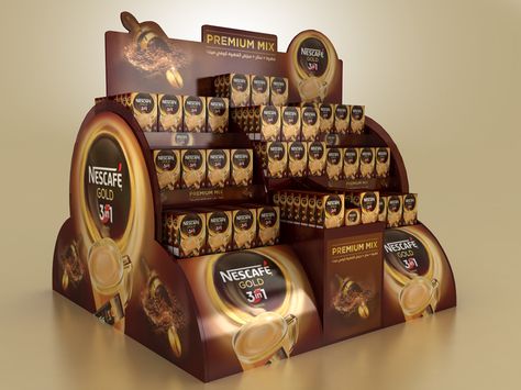 NESCAFE Gold Floor display on Behance Floor Display Design, Nescafe Gold, Coffee Display, Podium Design, Pallet Display, Pos Design, Gold Floor, Retail Design Display, Point Of Sale Display