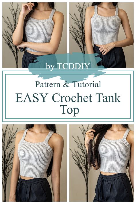 Do you want to look stylish and not sacrifice function? Then make sure to check out this amazing Crochet Pattern PDF! This cute wardrobe staple piece will be the perfect addition to your wardrobe. With step-by-step instructions, you can easily make this stylish hoodie in no time. So if you're ready to get started, click for the pattern! #crochet #crochetpattern #crochettutorial Easy Crochet Tank Top, Crochet A Crop Top, Crochet Tank Top Pattern, Crochet Tank Top Free, Crochet Top Tutorial, Easy Crochet Top, Ladies Tops Patterns, Diy Crochet Top, Summer Top Pattern