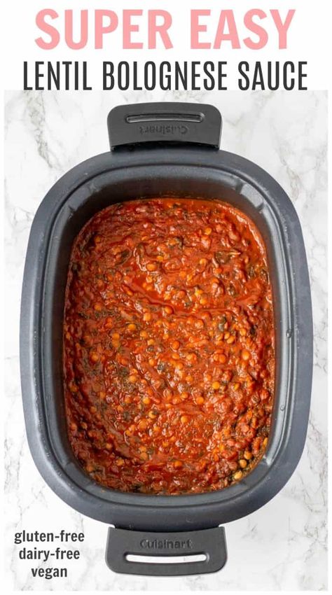 Lentil Bolognese | Haute & Healthy Living Lentil Bolognese Recipe, Crockpot Lentil Bolognese, Beef And Lentil Bolognese, Lentil Spaghetti Sauce, Lentil Bolognese Slow Cooker, Red Lentil Bolognese, Lentils Bolognese, Vegan Bolognese Lentils, Slow Cooker Pasta Sauce