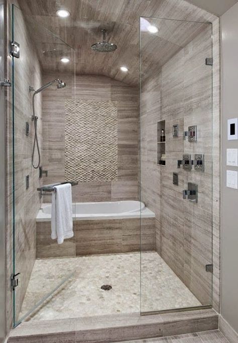 100+ Walk in shower ideas that will make you wet! - Architecture Beast Interior Design Contemporary, Master Shower, Master Bath Remodel, Bathroom Tub, Bathroom Remodel Shower, Trendy Bathroom, Bad Design, Tub Shower Combo, Bathroom Layout