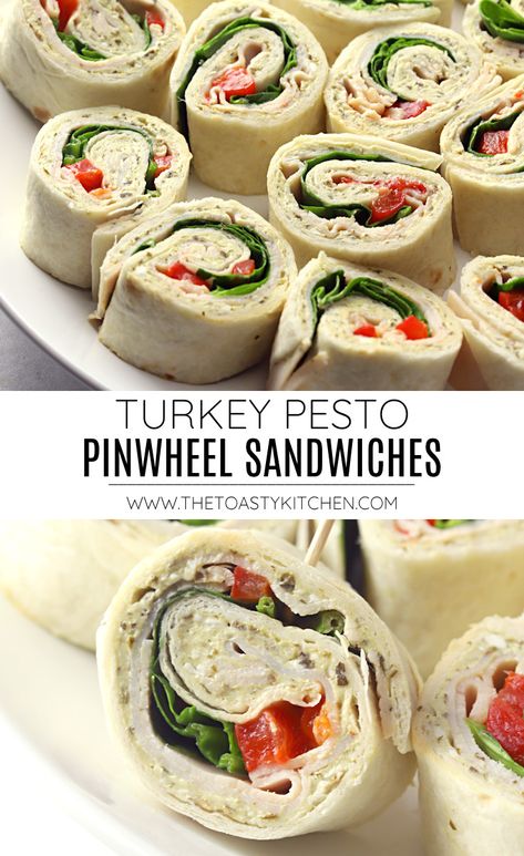 Pesto Turkey Pinwheels, Pinwheel Sandwiches Healthy, Turkey Pinwheel Sandwiches, Chicken Pesto Pinwheels, Turkey And Cream Cheese Pinwheels, Make Ahead Pinwheel Sandwiches, Halloween Pinwheel Sandwiches, Pinwheel Sandwiches Party, Dairy Free Pinwheels