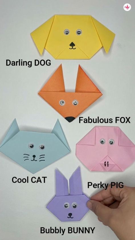 Paper Animal Crafts, Vika Papper, Paper Folding Crafts, School Kids Crafts, Fox Crafts, Aktiviti Kanak-kanak, Easy Art For Kids, Kids Origami, Instruções Origami