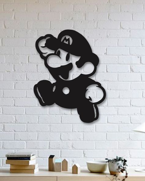 Super Mario Metal Poster - Super Mario Super Mario Painting, Mario Painting, American Wall Decor, Cnc Router Projects, Star Wars Design, Door Art, Desain Furnitur Modern, Laser Art, Metal Tree Wall Art