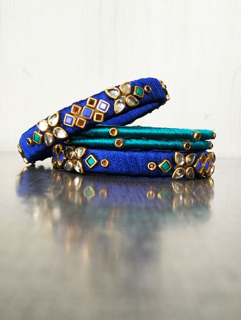 Blue Silk Thread Bangles, Silk Thread Bangles, Thread Bangles, Blue Silk, Silk Thread, Bangles, Thread, Silk, Purple