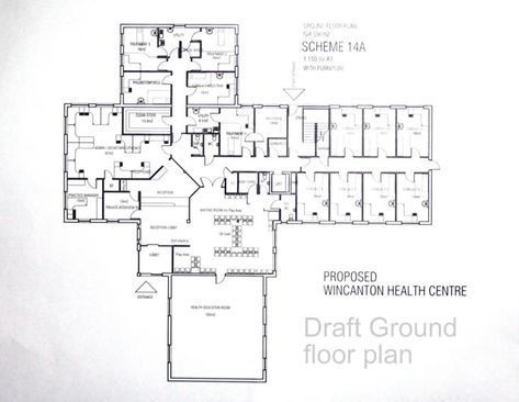 Proposed New Wincanton Health Centre - Ground Floor Plan Floor Plan Layout Of Small Conference Centres, Health Centre Plan, Health Care Center Architecture Plan, Health Centre Architecture, Health Center Plan, Small Hospital Floor Plan, Administrative Building Plan, Health Center Architecture, Health Center Design