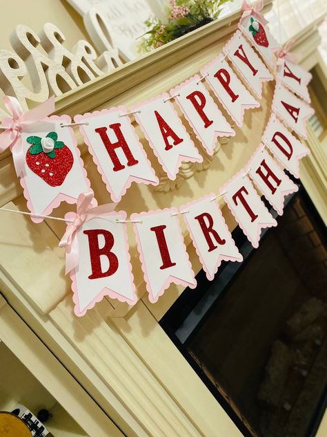 Berry 1st Birthday, Strawberry Birthday Party, Gifts Banner, Strawberry Shortcake Birthday, Birthday Party Girl, Strawberry Shortcake Party, Strawberry Birthday, Strawberry Party, Summer Birthday Party