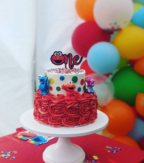 Elmo Birthday Party Cake, Sesame Street First Birthday Cake, Elmo Birthday Cake Girl, Sesame Street Cake Ideas, Elmo Cakes, Elmo Smash Cake, Sesame Street Birthday Cakes, Elmo Birthday Cake, Elmo First Birthday