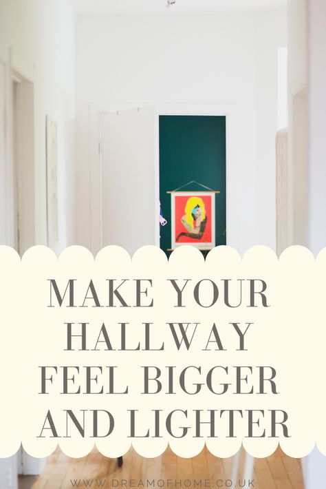 Navy Entrance Hall, How To Make A Hallway Look Longer, Brighten Up Hallway, Lilac Hallway Ideas, How To Style A Narrow Hallway, Hallways Paint Ideas, Painting Ideas For Hallway Walls, Brighten Dark Stairway, Decorating Dark Hallway