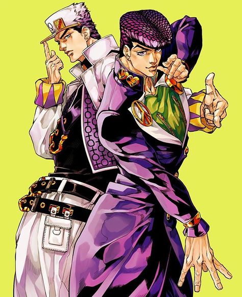 Josuke Higashikata-Jotaro Kujo (Jojo's Bizarre Adventure: Diamond is Unbreakable) Gakuen Handsome, Arte Ninja, Jojo's Adventure, Bizarre Art, Jojo Parts, Jojo's Bizarre Adventure Anime, Adventure Art, Jotaro Kujo, Jojo Anime