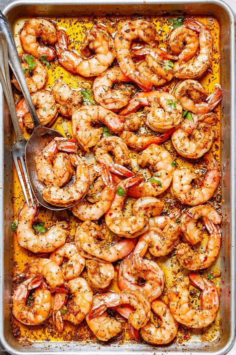 Extra Jumbo Shrimp Recipes, Shrimp Recipes In Oven, Baked Shrimp Scampi Oven, Pan Fried Shrimp Recipes, Shrimp For A Crowd, Oven Cooked Shrimp, Mediterranean Diet Shrimp, Best Shrimp Fajitas Recipe, Pan Fry Shrimp