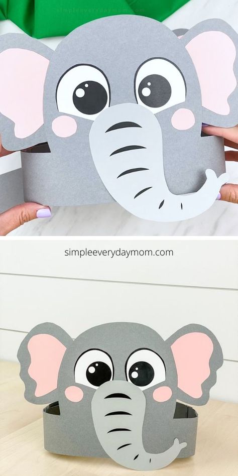 Elephant Headband Craft, Elephant Headband, Elephant Template, Kraftangan Prasekolah, Elephant Crafts, Animal Themes, Headband Crafts, Pantry Organisation, Halloween Crafts For Toddlers