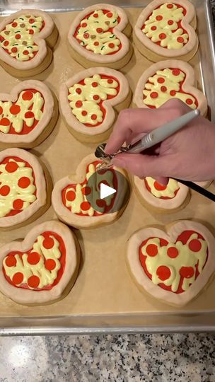 Pizza Cookies Decorated, Heart Sugar Cookies, Heart Sugar Cookie, Pizza My Heart, Heart Cookie, Decorated Cookies, Cookie Decorating, Sugar Cookies, My Heart