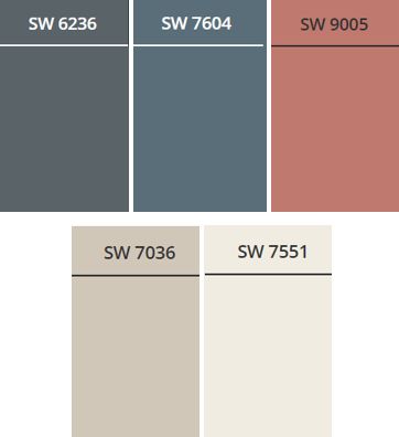 Whole House Colors, Accessible Beige Sw, Coral Clay, Grays Harbor, Greek Villa, Accessible Beige, Greek Villas, Smoky Blue, House Colors