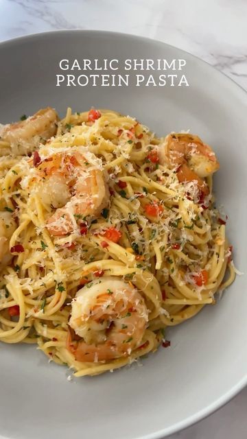 High Protein Shrimp Pasta Recipes, High Protein Shrimp Pasta, Protein Shrimp Pasta, Shrimp Scampi Pasta, Scampi Pasta, Raw Shrimp, Chicken Cooking, Protein Pasta, Pasta Water