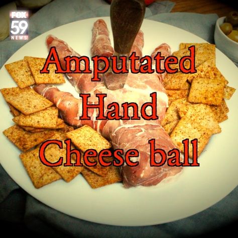 FOX59 News on Instagram: “Freak out your friends and family on #Halloween with this amputated hand appetizer! Don’t worry—it’s actually a delicious tomato basil…” Amputated Appetizer, Amputated Hand Appetizer, Tomato Basil, Cheese Ball, Basil, Cheese