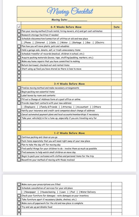 Moving Checklist TEMPLATE File Available for Openoffice and - Etsy New House Checklist To Buy Free Printable, Office Moving Checklist, Ultimate Moving Checklist, 6 Week Moving Timeline, Moving Checklist Timeline, Things To Do Before You Move, 6 Month Moving Plan, Moving Overseas Checklist, Moving Across Country Checklist