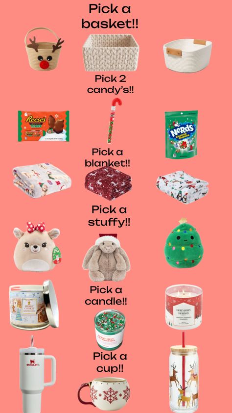 Make a burr basket!! Cute Gift Baskets, Secret Santa Ideas, Girly Christmas Gifts, Cute Christmas Ideas, Feminine Era, Santa Ideas, Diy Best Friend Gifts, Girly Christmas, Christmas Planning