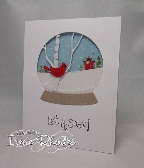 Snow Jewelry, Globe Ideas, Memory Box Cards, Christmas Card Inspiration, Red Bird, Painted Canvas, Christmas Cards To Make, Noel Christmas, Winter Cards