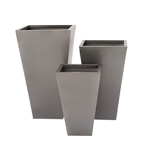 Contemporary Planters, Iron Planters, Grey Exterior, Jewelry Clothing, Tall Planters, Metal Floor, Metal Planters, Large Planters, Contemporary Interior Design