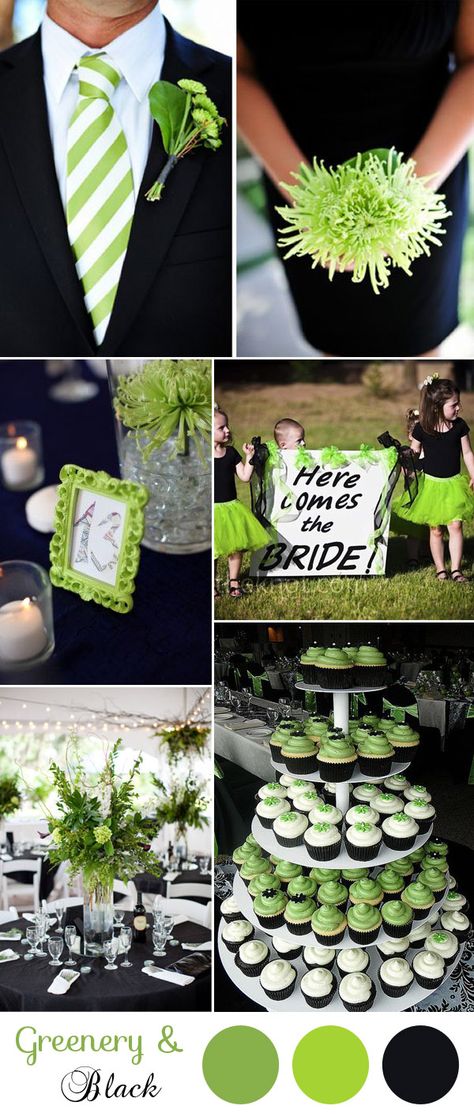 green and black modern wedding inspiration