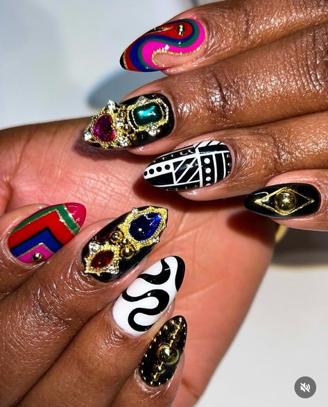 Kwanzaa Nail Designs, Tabitha Brown Nails, Kwanzaa Nails, Bob Marley Nails, 90s Nail Designs, Sassy Nails, Edgy Nails, Nail Candy, Dope Nail Designs