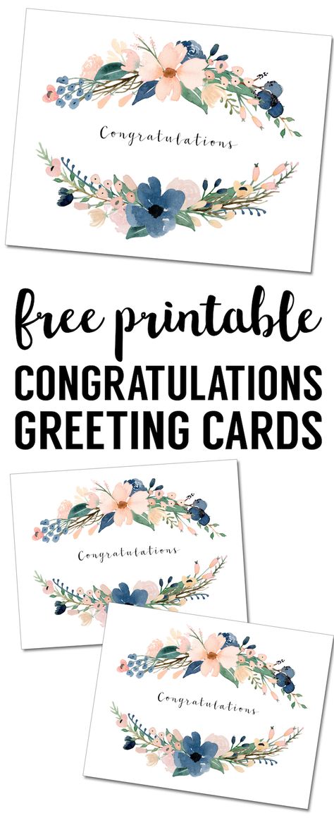 Congratulations Card Printable {free printable greeting cards}. DIY congratulations greeting cards for graduation, baby shower, bridal shower, or wedding. Cards For Graduation, Wedding Card Craft, Wedding Shower Cards, Congratulations Greetings, Cool Birthday Cards, Wedding Congratulations Card, Congratulations Cards, Free Wedding Printables, Bridal Shower Cards