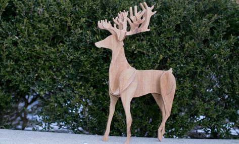 1455739144_scalesoffmedia_reindeer_inventablesimg_0390 Plywood Reindeer Pattern, Wood Animal Patterns, Plywood Reindeer, Wood Craft Pattern, 3d Reindeer, X Carve, Christmas Decorations Centerpiece, Reindeer Svg, Outside Christmas Decorations