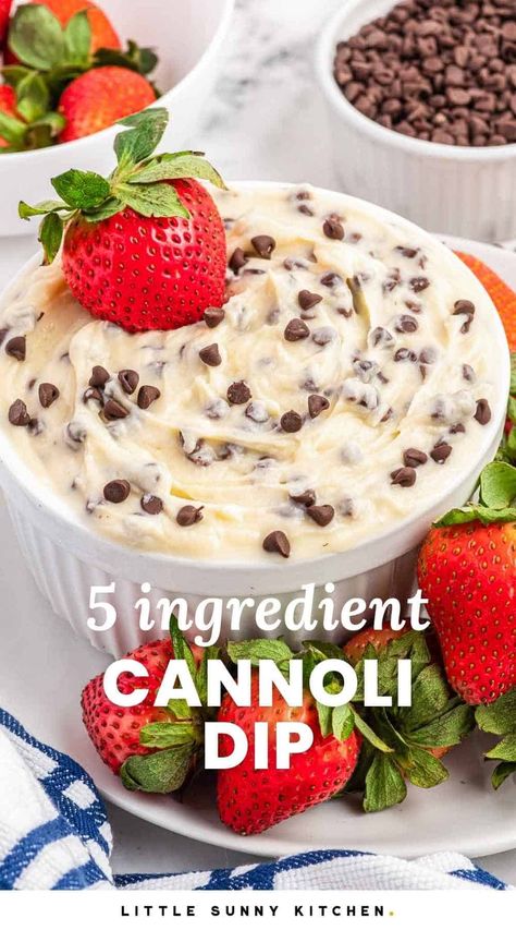 Make an easy, sweet, and creamy Cannoli Dip in under an hour for your next party. It’s a delicious and classic Italian Dessert, but better. Italian Night Desserts, Easy Canolli Dip, Cannoli Dip Recipe Easy, Dessert For Italian Meal, Best Dessert With Italian Food, Easy Italian Potluck Recipes, Italian Dinner Party Desserts, Classic Italian Appetizers, Simple Italian Desserts Easy Recipes