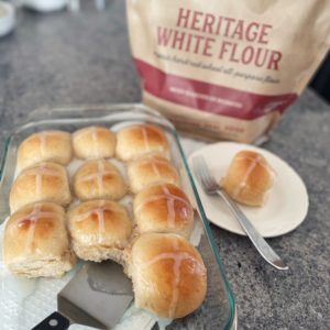 Hot Cross Bun Recipe, Cross Buns Recipe, Hot Cross Buns Recipe, Hot Cross Bun, Discard Recipes, Low Histamine, Buns Recipe, Flour Mill, Sourdough Discard