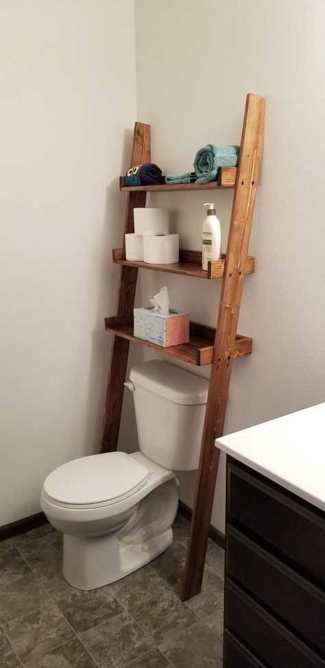 Over The Toilet Ladder Shelf, Toilet Ladder Shelf, Over The Toilet Ladder, Leaning Ladder Shelf, Bathroom Ladder, Over Toilet Storage, Over The Toilet Storage, Toilet Shelves, Bathroom Shelving