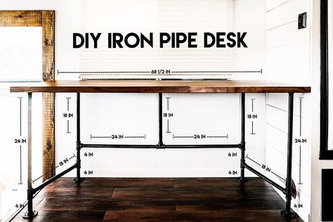 Industrial Pipe Desk, Diy Desks, Diy Bureau, Diy Office Desk, Pipe Desk, Desk Plans, Desk Legs, Diy Pipe, Unique Woodworking