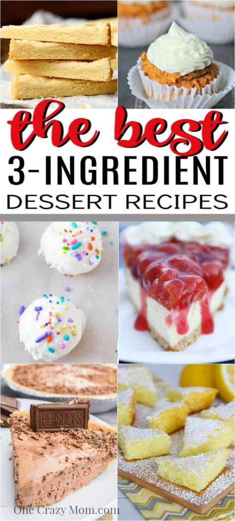 4 Easy 3 Ingredient Desserts, Quick Yummy Dessert Recipes, Easy Diy Desserts Quick, Super Cheap Desserts, Easy Couple Ingredient Desserts, 4 Ingredient Baking Recipes, Quick Family Desserts, Simple Few Ingredient Desserts, Dessert With Ingredients You Have