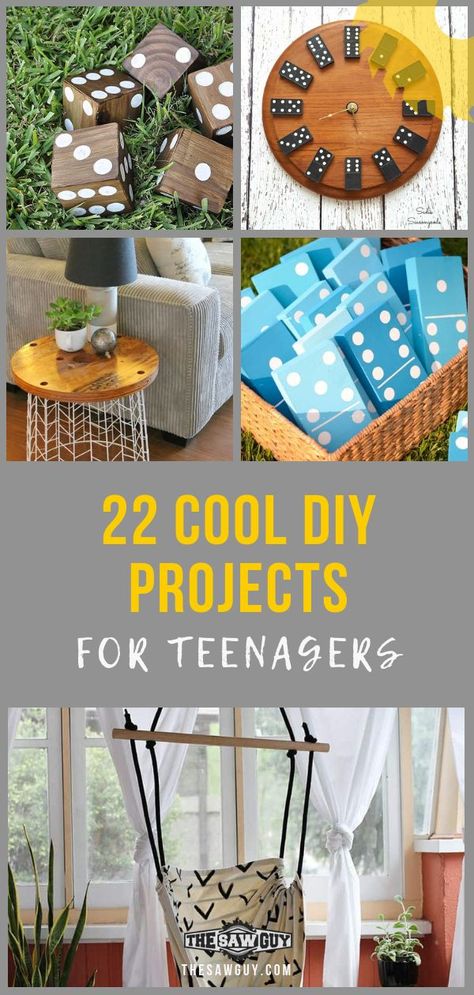 For a gadget-free afternoon with your favorite teen, check out our 22 ideas for cool DIY projects fro teenagers. We rounded up our favorites for your picking. Enjoy! #DIYteens #DIYideas #coolprojectsforteens #coolDIYideas #teenprojects Teen Projects, Woodworking Plans Beginner, Wood Projects For Beginners, Diy Projects For Kids, Free Woodworking Plans, Diy Holz, Woodworking Projects That Sell, Cool Woodworking Projects, Beginner Woodworking Projects