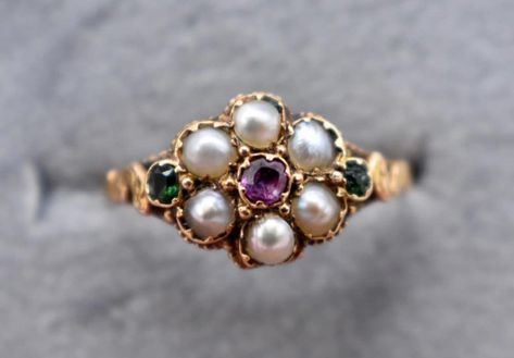 Vintage Flower Ring, Bridgerton Ring, Vintage Pearl Rings, Pearl Wedding Rings, Victorian Rings Vintage, Vintage Pearl Ring, Daphne Bridgerton, Pearl Wedding Ring, Amethyst Ring Vintage