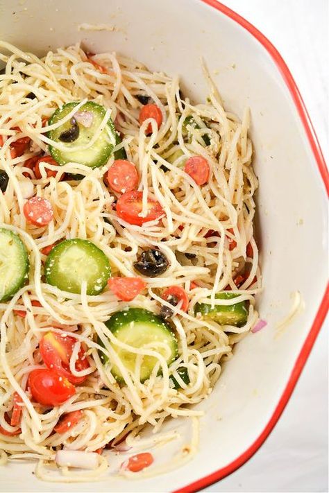 Palmini Pasta Salad, Palmini Angel Hair Recipes, Lean And Green Palmini Recipes, Palmini Recipes, Cold Pasta Salad Recipes Healthy, Palmini Noodles, Shirataki Recipes, Side Meals, Cold Spaghetti Salad