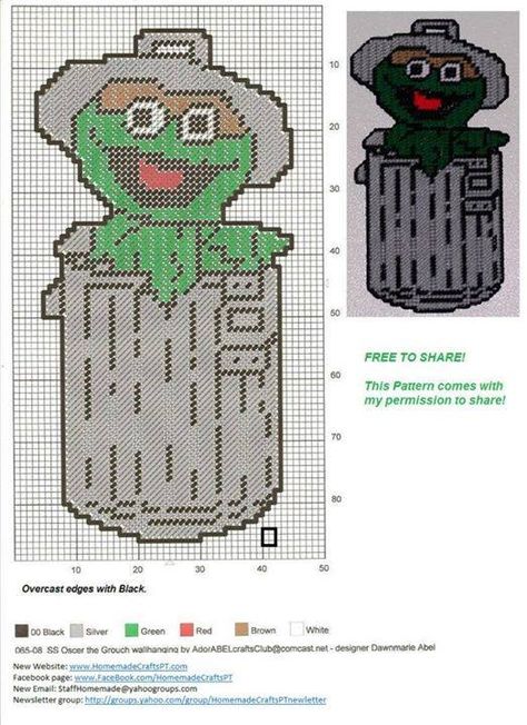 Oscar the Grouch Sesame Street Plastic Canvas Patterns, Dr Seuss Cross Stitch Pattern, Elmo Cross Stitch Pattern, Cross Stitch Patterns Sesame Street, Smurf Cross Stitch Pattern, Canvas Cartoon, Elmo And Friends, Canvas Door Hanger, Cross Stitch Floss