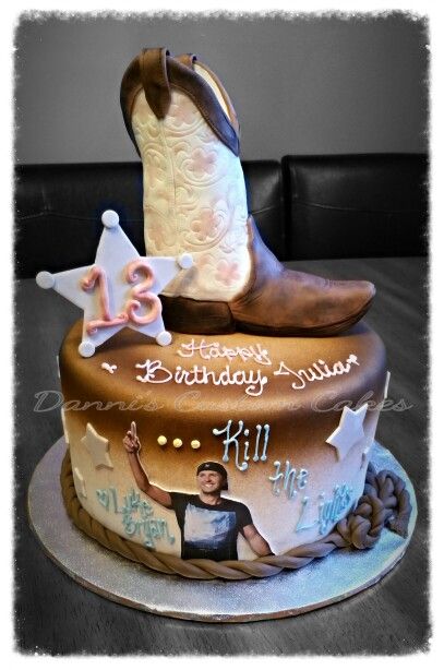 Luke Bryan, Country, Cowboy Boot Cake Luke Bryan Birthday Party, Luke Combs Birthday Party Ideas, Music Cake Ideas, Cowboy Boot Cake, Boot Cake, Music Cake, Bryan Singer, Flat Cakes, Cowgirl Stuff