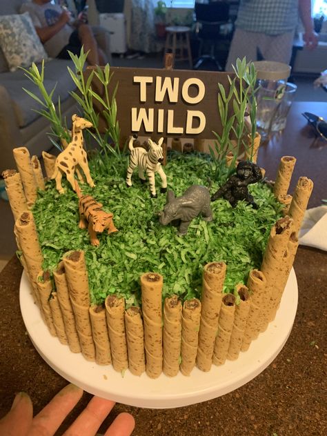 Birthday Cake For Two Year Old, Two Year Old Jungle Theme Party, Two Wild Birthday Party Cake, Zoo Cake Birthday, 2 Year Birthday Cakes, Two Year Old Zoo Birthday Party, Two Year Old Safari Birthday, Born Two Be Wild Cake Ideas, Born 2 Be Wild Birthday Cake