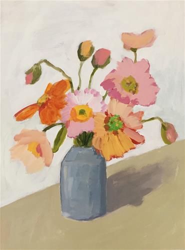 Daily Paintworks - "Poppies" - Original Fine Art for Sale - © Pamela Munger Painting Floral, Large Canvas Prints, Arte Floral, Fine Arts Posters, Original Fine Art, Art Paint, Green Brown, Framed Canvas Art, Floral Painting