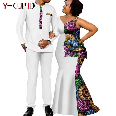 Bazin-Ensemble chemise et pantalon pour femmes et hommes, vêtements africains, tenues de couple Dashiki, robes longues drapées, tenues assorties, Y22C006 | AliExpress Africa Clothing, Long Dresses For Women, African Attire, Long Dresses, African Clothing, Dresses For Women, Long Dress, Mens Outfits, Womens Dresses