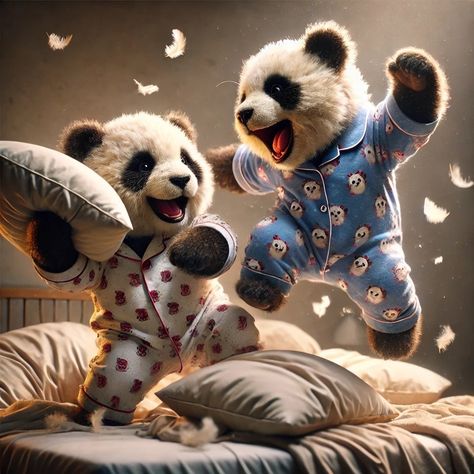 Pajama party vibes with a side of panda playfulness! 🐼💤 Nothing beats a good pillow fight before bedtime. Sweet dreams and even sweeter memories! #PajamaParty #PandaFun #BedtimeBliss #cozynights Gif Avatar, Panda Love, Pajama Party, Best Pillow, Sweet Memories, Jokes Quotes, Cuteness Overload, A Pillow, Sweet Dreams