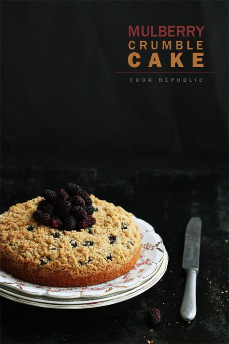 Mulberry Crumble Cake - Cook Republic Mulberry Crumble, Mulberry Cake, Mulberry Benefits, Berry Cakes, Huckleberry Recipes, Mulberry Jam, Mulberry Recipes, Mini Sweets, Baked Items