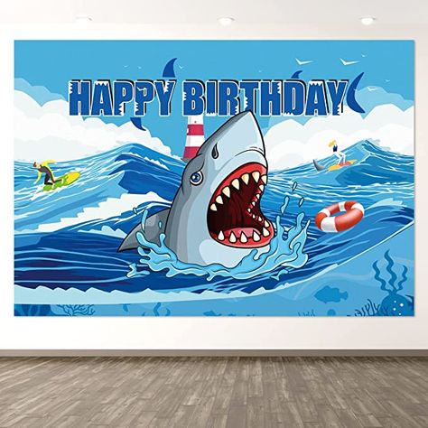 Amazon.com: Shark Themed Banner, Shark Party Backdrops Background, Shark Themed Birthday Decorations for Boys, Summer Pool Blue Ocean Party Supplies, Ocean Shark Birthday Banner, Under The Sea Backdrop for Shark : Toys & Games Party Decorations Butterfly, Shark Birthday Banner, Themed Birthday Decorations, Sea Backdrop, Shark Themed Birthday, Shark Background, Shark Toys, Ocean Shark, Boy Birthday Decorations