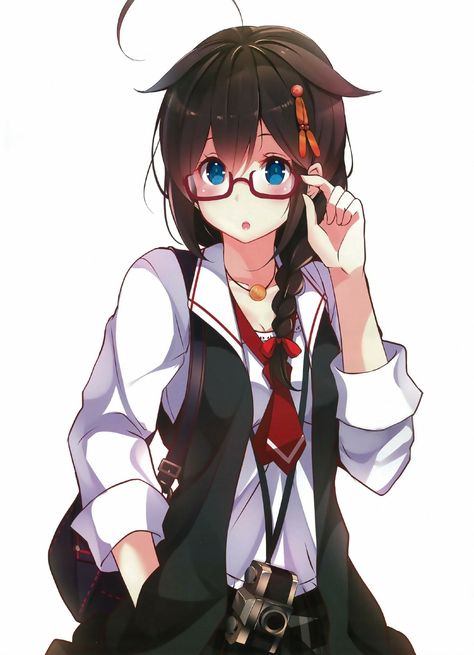 Adjusting Glasses Reference, Glasses Reference, Adjusting Glasses, Best Comedy Anime, Glasses Drawing, Short Hair Glasses, Brunette Blue Eyes, Long Brunette Hair, Brown Hair Blue Eyes