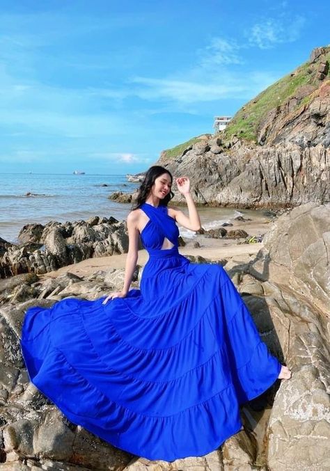 Flying Dress Photoshoot Ideas, Ngwe Saung, Casual Beach Outfit, Beach Poses By Yourself Photo Ideas, Trendy Outfits Indian, Beachy Outfits, Beautiful Long Dresses, Pink Summer Dress, Boutique Trends