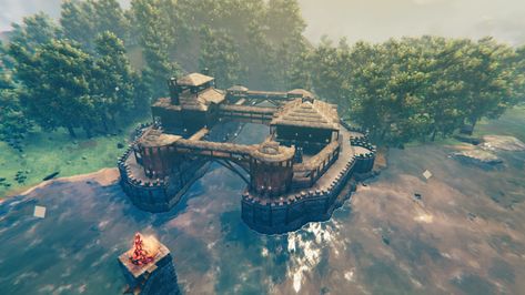 Valheim Base Layout, Valheim Castle, For Honor Viking, Ark Survival Evolved Bases, Cottage Minecraft, Nordic Architecture, Viking House, Conan Exiles, Base Building